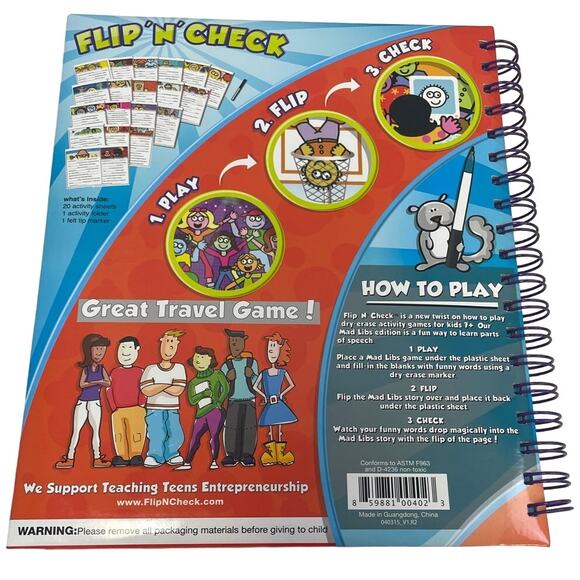 2011 Mad Libs Flip N Check Dry-Erase Wipe Off Spiral Bound Hardback Book - Picture 3 of 3